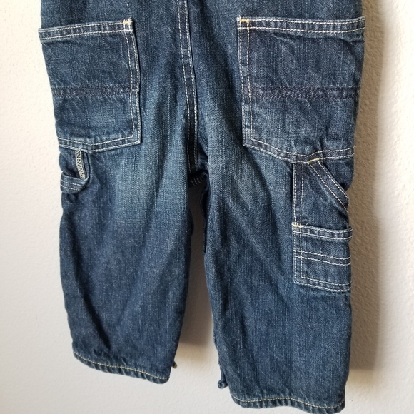 OshKosh B'Gosh Fully Lined Denim Overalls 12M with Leg Snaps - Picture 6 of 9